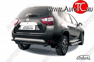 7 019 р. Защита заднего бампера Arbori (черная, 1 труба d42 mm). Nissan Terrano D10 дорестайлинг (2013-2016)  с доставкой в г. Новочеркасск