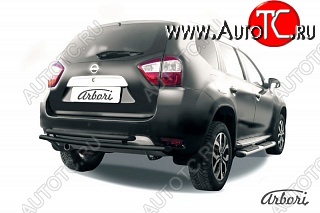 7 019 р. Защита заднего бампера Arbori (черная, 2 трубы d42 mm). Nissan Terrano D10 дорестайлинг (2013-2016)  с доставкой в г. Новочеркасск