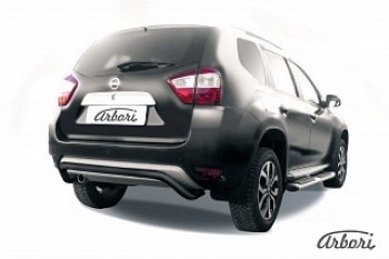 8 999 р. Защита заднего бампера Arbori (скоба, черная, 1 труба d57 mm). Nissan Terrano D10 дорестайлинг (2013-2016)  с доставкой в г. Новочеркасск. Увеличить фотографию 1