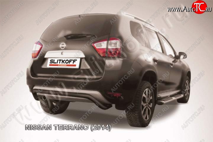 6 349 р. Защита задняя Slitkoff  Nissan Terrano  D10 (2013-2022) дорестайлинг, рестайлинг (Цвет: серебристый)  с доставкой в г. Новочеркасск