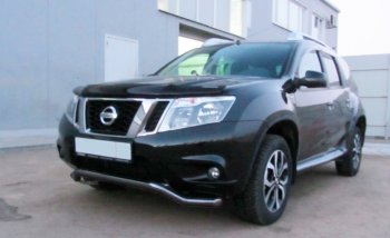 6 349 р. Защита переднего бампера Slitkoff (Ø 57, волна). Nissan Terrano D10 дорестайлинг (2013-2016) (Сталь с полимерным покрытием. Цвет: черный)  с доставкой в г. Новочеркасск. Увеличить фотографию 1