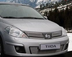 Декоративные вставки решетки радиатора Souz-96 Nissan Tiida 1 седан C11 рестайлинг (2010-2014)