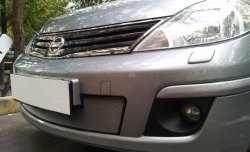 1 539 р. Сетка на бампер Russtal (хром) Nissan Tiida 1 седан C11 рестайлинг (2010-2014)  с доставкой в г. Новочеркасск. Увеличить фотографию 2