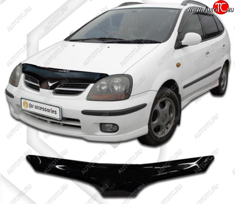 1 999 р. Дефлектор капота CA-Plastic  Nissan Tino (1998-2003) V10 доресталийнг (Classic черный, Без надписи)  с доставкой в г. Новочеркасск