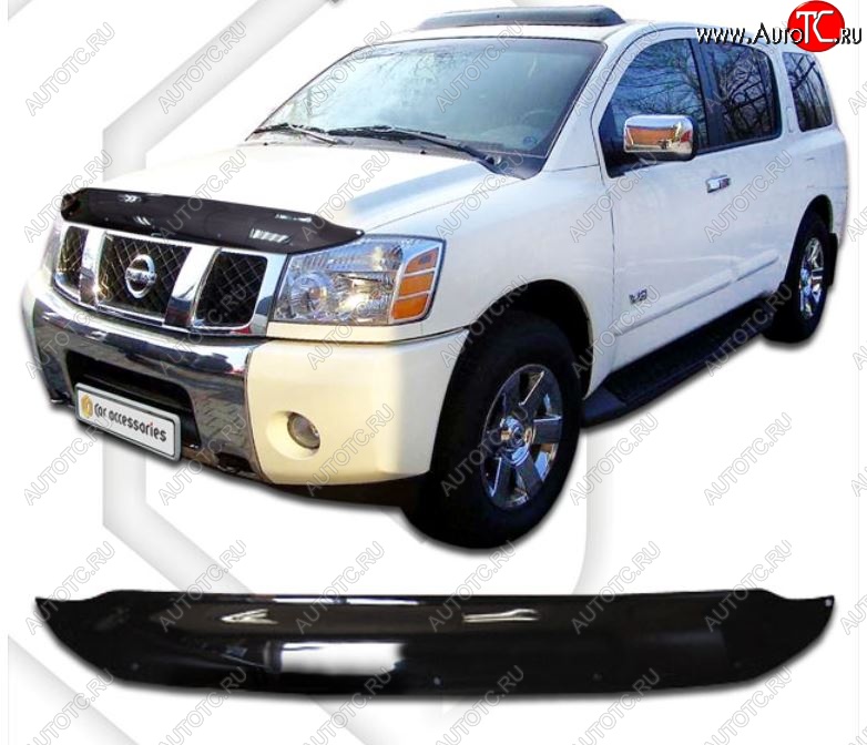 2 199 р. Дефлектор капота CA-Plastiс  Nissan titan (2003-2015) (Classic черный, Без надписи)  с доставкой в г. Новочеркасск