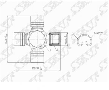 679 р. Крестовина карданного вала SAT INFINITI QX56 JA60 дорестайлинг (2004-2007)  с доставкой в г. Новочеркасск. Увеличить фотографию 1