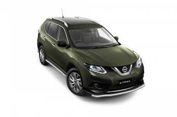 25 699 р. Защита порогов вогнутая из трубы Ø63 Petroil Tuning  Nissan X-trail  3 T32 (2013-2022) дорестайлинг, рестайлинг (Нержавеющая полированная сталь)  с доставкой в г. Новочеркасск. Увеличить фотографию 1