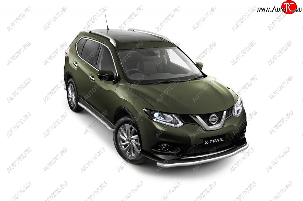 25 699 р. Защита порогов вогнутая из трубы Ø63 Petroil Tuning Nissan X-trail 3 T32 дорестайлинг (2013-2018) (Нержавеющая полированная сталь)  с доставкой в г. Новочеркасск