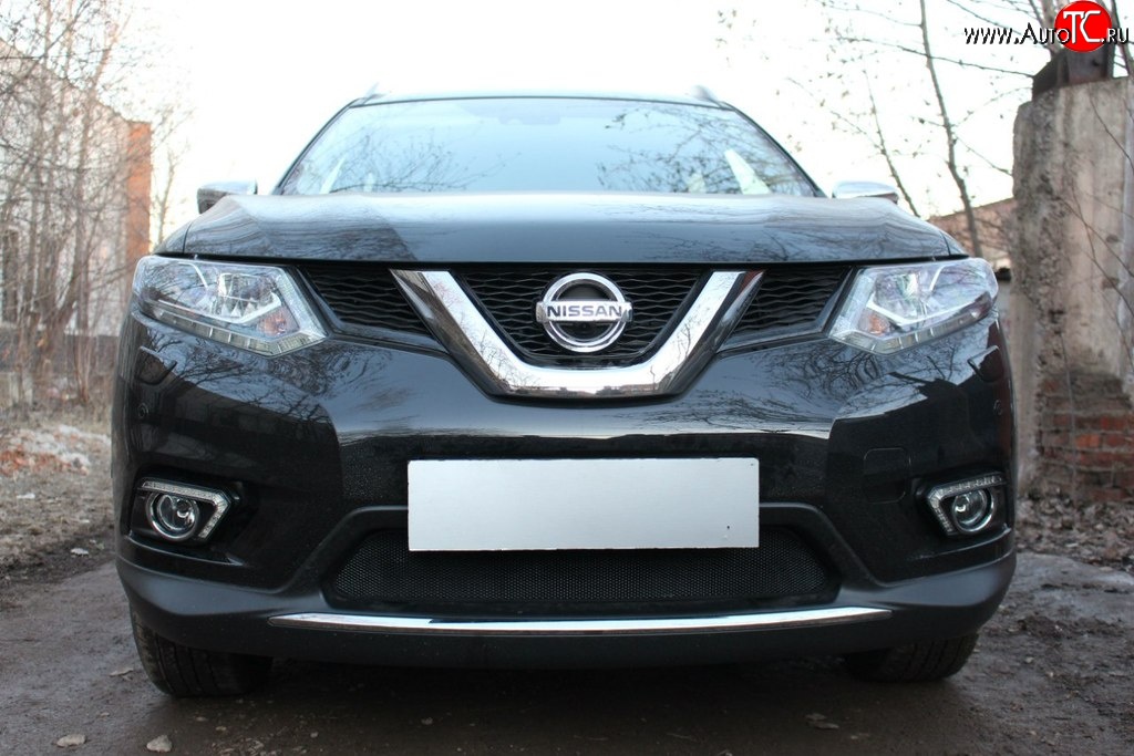 1 469 р. Сетка на бампер Russtal (черная)  Nissan X-trail  3 T32 (2017-2022) рестайлинг  с доставкой в г. Новочеркасск