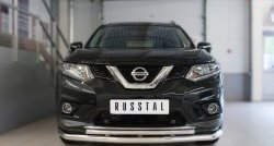 Защита переднего бампера (2 трубыØ63 и 42 мм, нержавейка) SLITKOFF Nissan X-trail 3 T32 дорестайлинг (2013-2018)