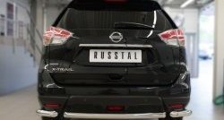 Одинарная защита заднего бампера из трёх труб диаметром 63 мм SLITKOFF Nissan X-trail 3 T32 рестайлинг (2017-2022)