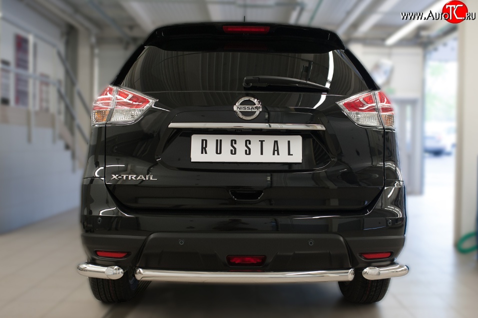 12 599 р. Одинарная защита заднего бампера из трёх труб диаметром 63 мм SLITKOFF  Nissan X-trail  3 T32 (2017-2022) рестайлинг  с доставкой в г. Новочеркасск