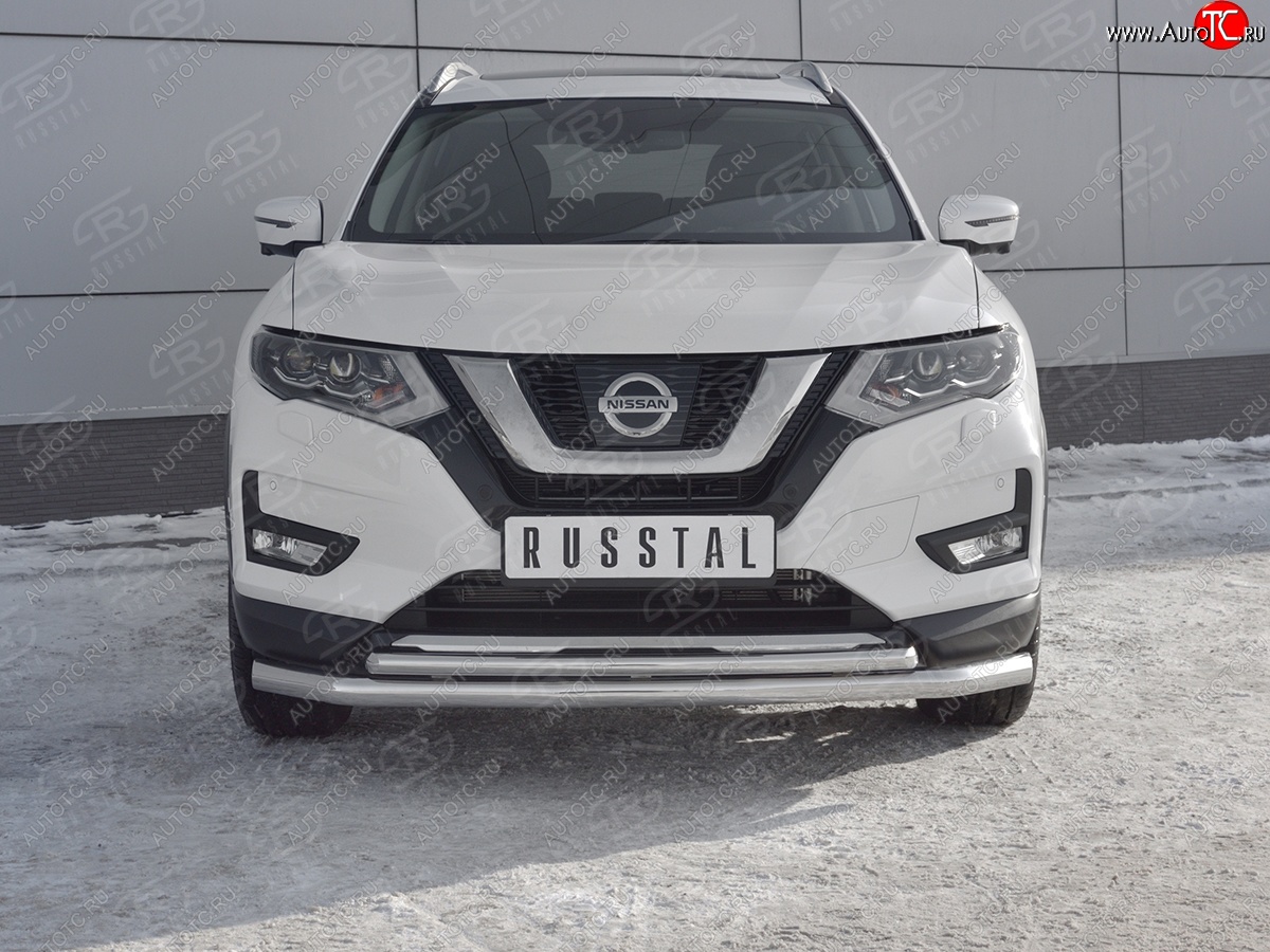 15 799 р. Защита переднего бампера (Ø63 и 42 мм) Nissan X-trail 3 T32 дорестайлинг (2013-2018)  с доставкой в г. Новочеркасск