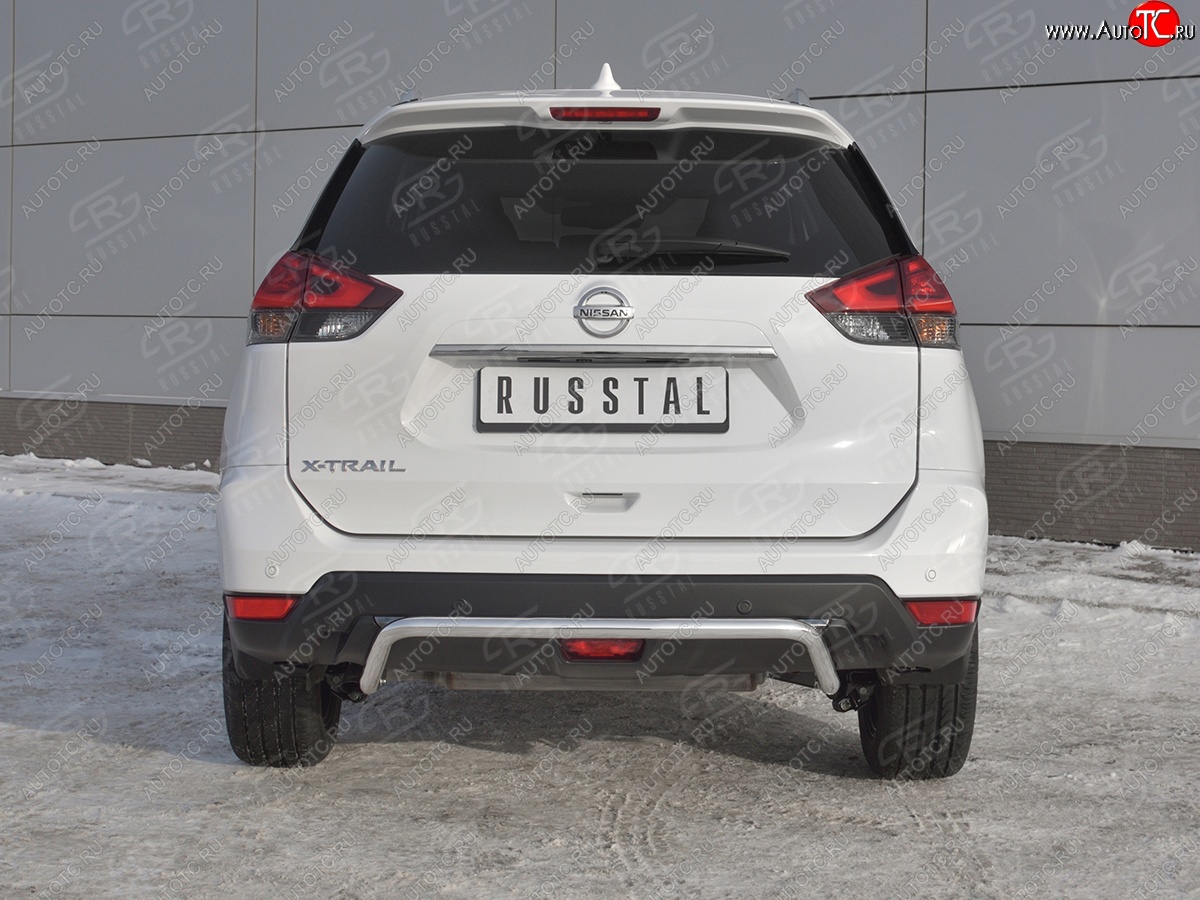 12 349 р. Защита заднего бампера (Ø42 мм волна, нержавейка) SLITKOFF Nissan X-trail 3 T32 рестайлинг (2017-2022)  с доставкой в г. Новочеркасск