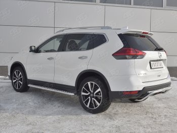 12 349 р. Защита заднего бампера (Ø42 мм волна, нержавейка) SLITKOFF Nissan X-trail 3 T32 рестайлинг (2017-2022)  с доставкой в г. Новочеркасск. Увеличить фотографию 2