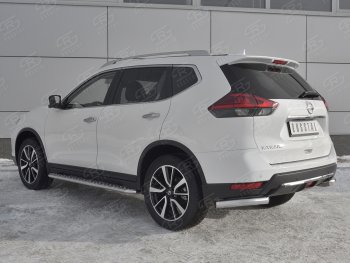 13 199 р. Защита заднего бампера (Ø63 мм уголки, нержавейка) SLITKOFF Nissan X-trail 3 T32 рестайлинг (2017-2022)  с доставкой в г. Новочеркасск. Увеличить фотографию 2