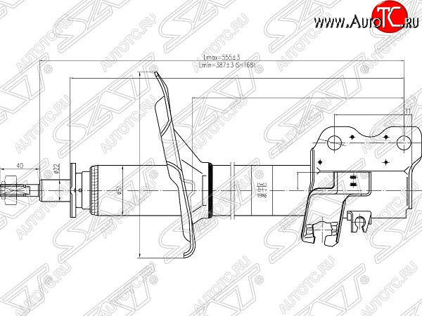 3 199 р. Правый амортизатор передний SAT  Nissan X-trail  1 T30 (2000-2003) дорестайлинг  с доставкой в г. Новочеркасск