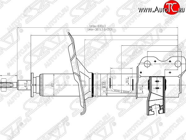 3 099 р. Правый амортизатор задний SAT  Nissan X-trail  1 T30 (2000-2003) дорестайлинг  с доставкой в г. Новочеркасск