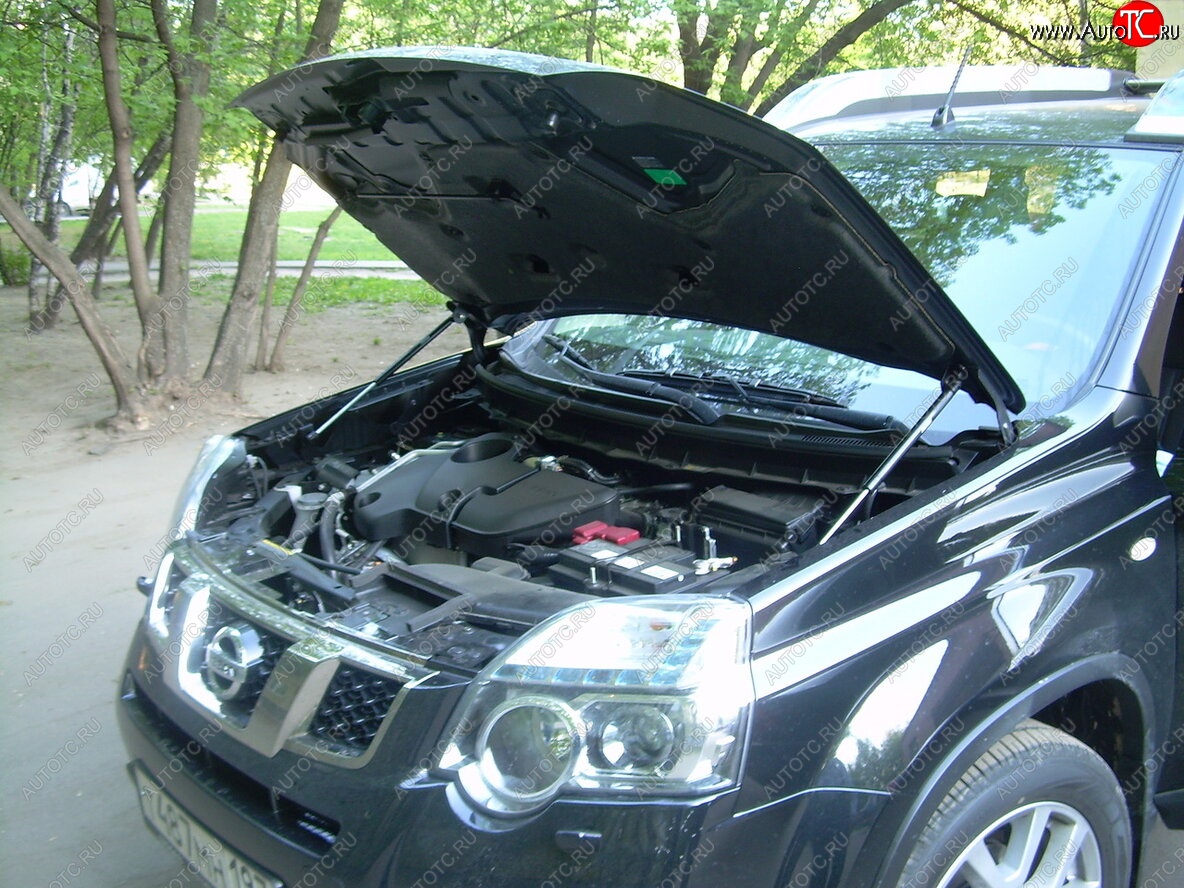 2 199 р. Упоры капота Russtal Nissan X-trail 2 T31 дорестайлинг (2007-2011)  с доставкой в г. Новочеркасск