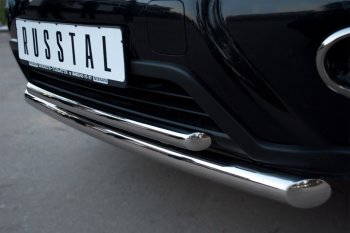 12 499 р. Защита переднего бампера (2 трубы Ø63 и 42 мм, нержавейка) Russtal Nissan X-trail 2 T31 рестайлинг (2010-2015)  с доставкой в г. Новочеркасск. Увеличить фотографию 1