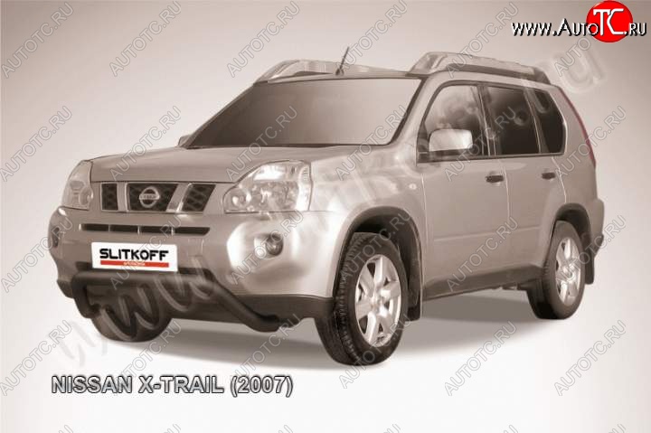 18 199 р. Кенгурятник d76 низкий мини  Nissan X-trail  2 T31 (2007-2011) дорестайлинг (Цвет: серебристый)  с доставкой в г. Новочеркасск