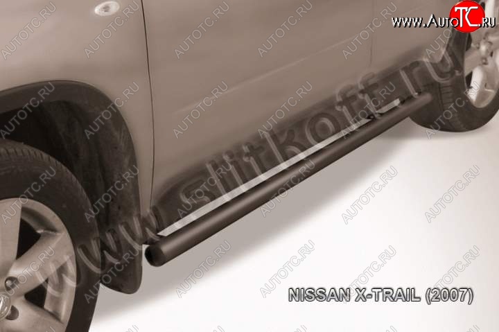 9 899 р. Защита порогов Slitkoff  Nissan X-trail  2 T31 (2007-2011) дорестайлинг (Цвет: серебристый)  с доставкой в г. Новочеркасск