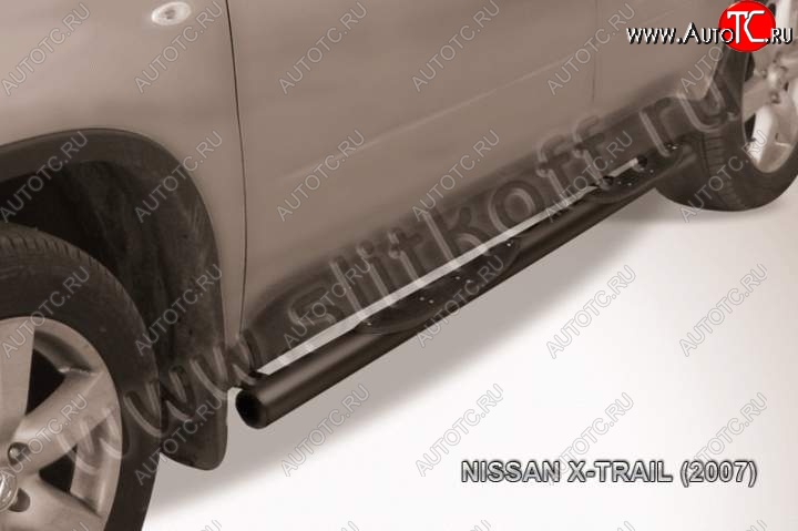 10 899 р. Защита порогов Slitkoff  Nissan X-trail  2 T31 (2007-2011) дорестайлинг (Цвет: серебристый)  с доставкой в г. Новочеркасск