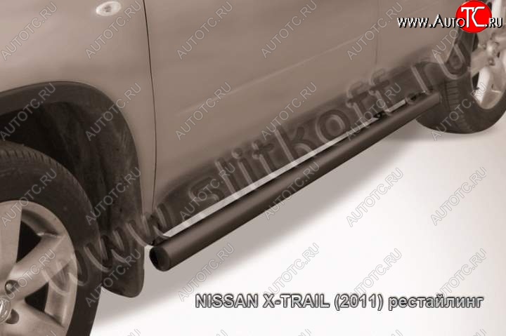 9 199 р. Защита порогов Slitkoff  Nissan X-trail  2 T31 (2007-2011) дорестайлинг (Цвет: серебристый)  с доставкой в г. Новочеркасск