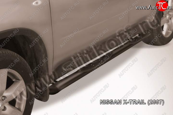 9 399 р. Пороги d76 с проступями со скосами  Nissan X-trail  2 T31 (2007-2011) дорестайлинг (Цвет: серебристый)  с доставкой в г. Новочеркасск