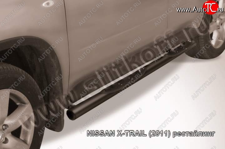 10 899 р. Защита порогов Slitkoff  Nissan X-trail  2 T31 (2007-2011) дорестайлинг (Цвет: серебристый)  с доставкой в г. Новочеркасск