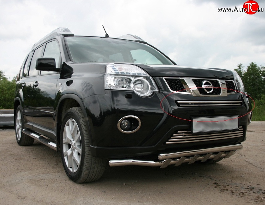 2 204 р. Декоративная вставка воздухозаборника Novline (d16 мм, верхняя) Nissan X-trail 2 T31 рестайлинг (2010-2015)  с доставкой в г. Новочеркасск