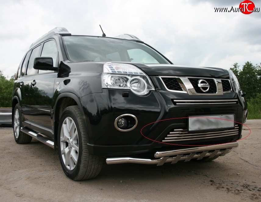 4 769 р. Декоративная вставка воздухозаборника Novline (d16 мм, нижняя) Nissan X-trail 2 T31 рестайлинг (2010-2015)  с доставкой в г. Новочеркасск