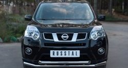 Защита переднего бампера (2 трубыØ63 мм, нержавейка) Russtal Nissan X-trail 2 T31 рестайлинг (2010-2015)