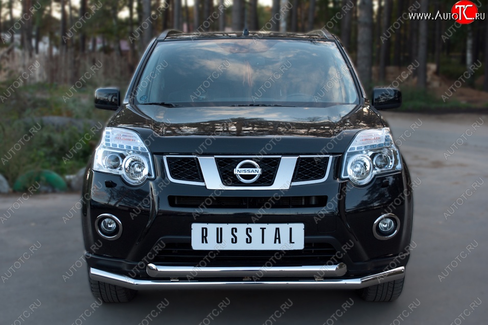 17 649 р. Защита переднего бампера (2 трубыØ63 мм, нержавейка) SLITKOFF  Nissan X-trail  2 T31 (2010-2015) рестайлинг  с доставкой в г. Новочеркасск