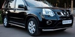 Защита переднего бампера (Ø76 мм, нержавейка) Russtal Nissan X-trail 2 T31 рестайлинг (2010-2015)