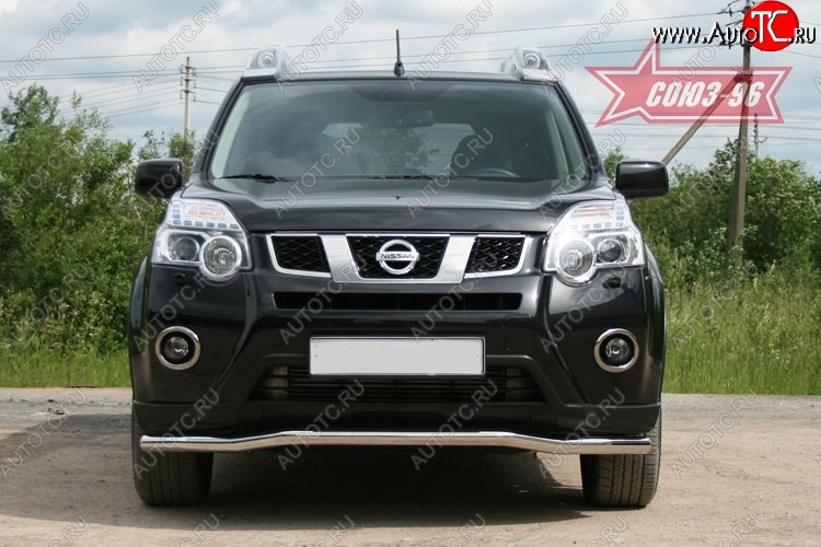 13 094 р. Защита переднего бампера одинарная Souz-96 (d60).  Nissan X-trail  2 T31 (2010-2015) рестайлинг  с доставкой в г. Новочеркасск