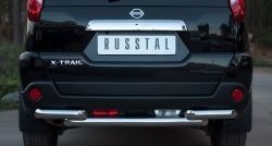 Защита заднего бампера (2 трубы Ø63, нержавейка) SLITKOFF Nissan (Нисан) X-trail (Х-трейл)  2 T31 (2010-2015) 2 T31 рестайлинг