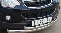 25 999 р. Защита переднего бампера (2 трубыØ76 и 63 мм, нержавейка) SLITKOFF  Opel Antara (2010-2015) рестайлинг  с доставкой в г. Новочеркасск. Увеличить фотографию 2