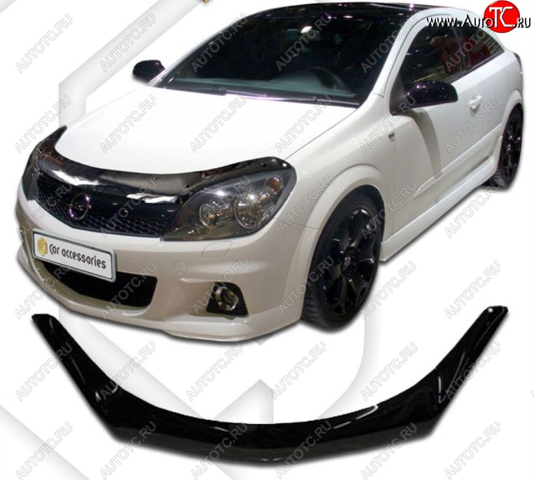 2 099 р. Дефлектор капота CA-Plastiс  Opel Astra  H (2004-2015) хэтчбек 5дв дорестайлинг, хэтчбек 5дв рестайлинг (серия Classic черный, Без надписи)  с доставкой в г. Новочеркасск