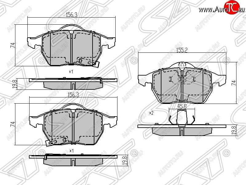 1 029 р. Колодки тормозные SAT (передние)  Opel Astra (G,  H,  H GTC,  J), Corsa (C,  D), Meriva (A,  B), Zafira (В)  с доставкой в г. Новочеркасск