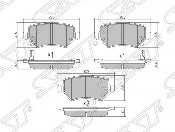 699 р. Колодки тормозные SAT (задние) Opel Astra G седан (1998-2005)  с доставкой в г. Новочеркасск. Увеличить фотографию 1