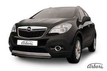 Защита переднего бампера Arbori (короткая, черная, 1 труба d57 mm). Opel Mokka  дорестайлинг (2012-2016)