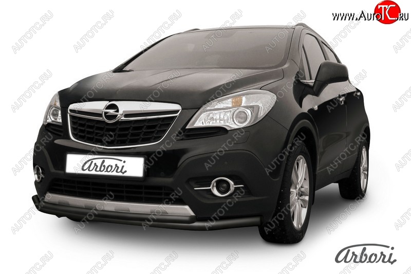 7 559 р. Защита переднего бампера Arbori (черная, 2 трубы d57 и 42 mm) Opel Mokka  дорестайлинг (2012-2016)  с доставкой в г. Новочеркасск