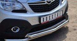 15 849 р. Защита переднего бампера (2 трубыØ63 мм, нержавейка) SLITKOFF Opel Mokka  дорестайлинг (2012-2016)  с доставкой в г. Новочеркасск. Увеличить фотографию 2