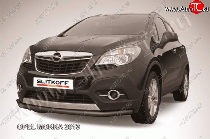 7 449 р. защита переднего бампера Slitkoff  Opel Mokka (2012-2016)  дорестайлинг (Цвет: серебристый)  с доставкой в г. Новочеркасск