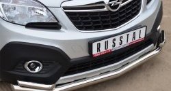 16 999 р. Защита переднего бампера (2 трубыØ63 и 42 мм, нержавейка) Russtal Opel Mokka  дорестайлинг (2012-2016)  с доставкой в г. Новочеркасск. Увеличить фотографию 2