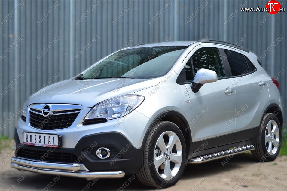 30 999 р. Защита порогов из круглой трубы диаметром 42 мм SLITKOFF v3  Opel Mokka (2012-2016)  дорестайлинг  с доставкой в г. Новочеркасск