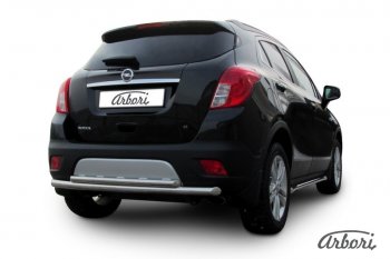 12 869 р. Защита заднего бампера Arbori (нержавейка, 2 трубы d57 и 42 mm). Opel Mokka  дорестайлинг (2012-2016)  с доставкой в г. Новочеркасск. Увеличить фотографию 2