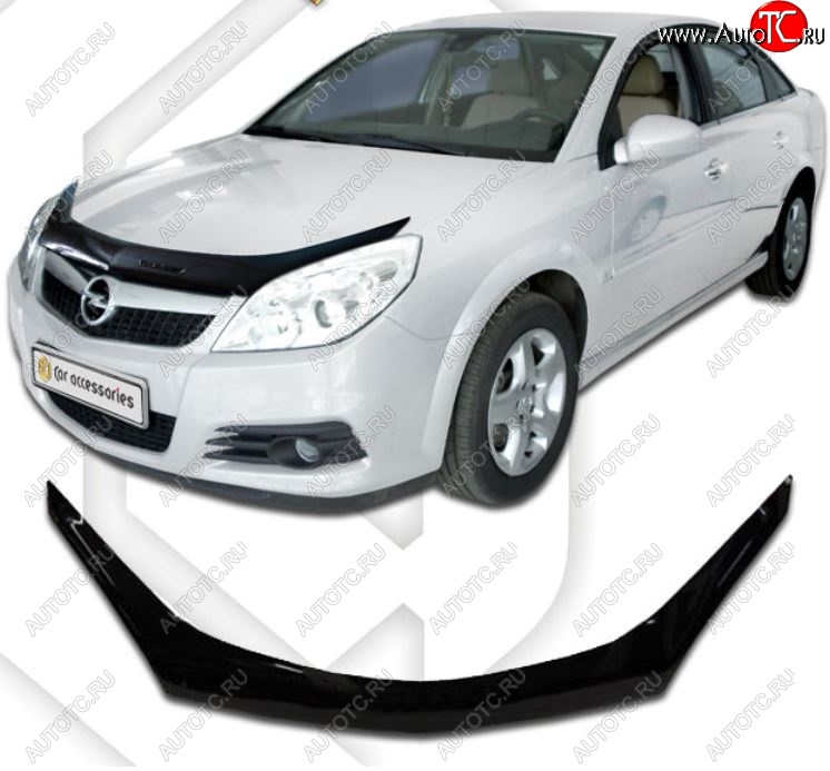 2 489 р. Дефлектор капота CA-Plastiс  Opel Vectra  C (2005-2008) лифтбэк рестайлинг, седан рестайлинг, универсал рестайлинг (Classic черный, Без надписи)  с доставкой в г. Новочеркасск