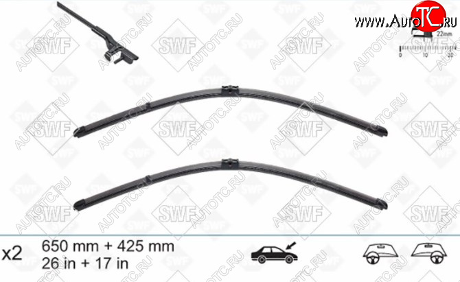 2 369 р. Комплект щеток стеклоочистителей на SWF (650+425 мм) Ford Focus 2 седан рестайлинг (2007-2011)  с доставкой в г. Новочеркасск